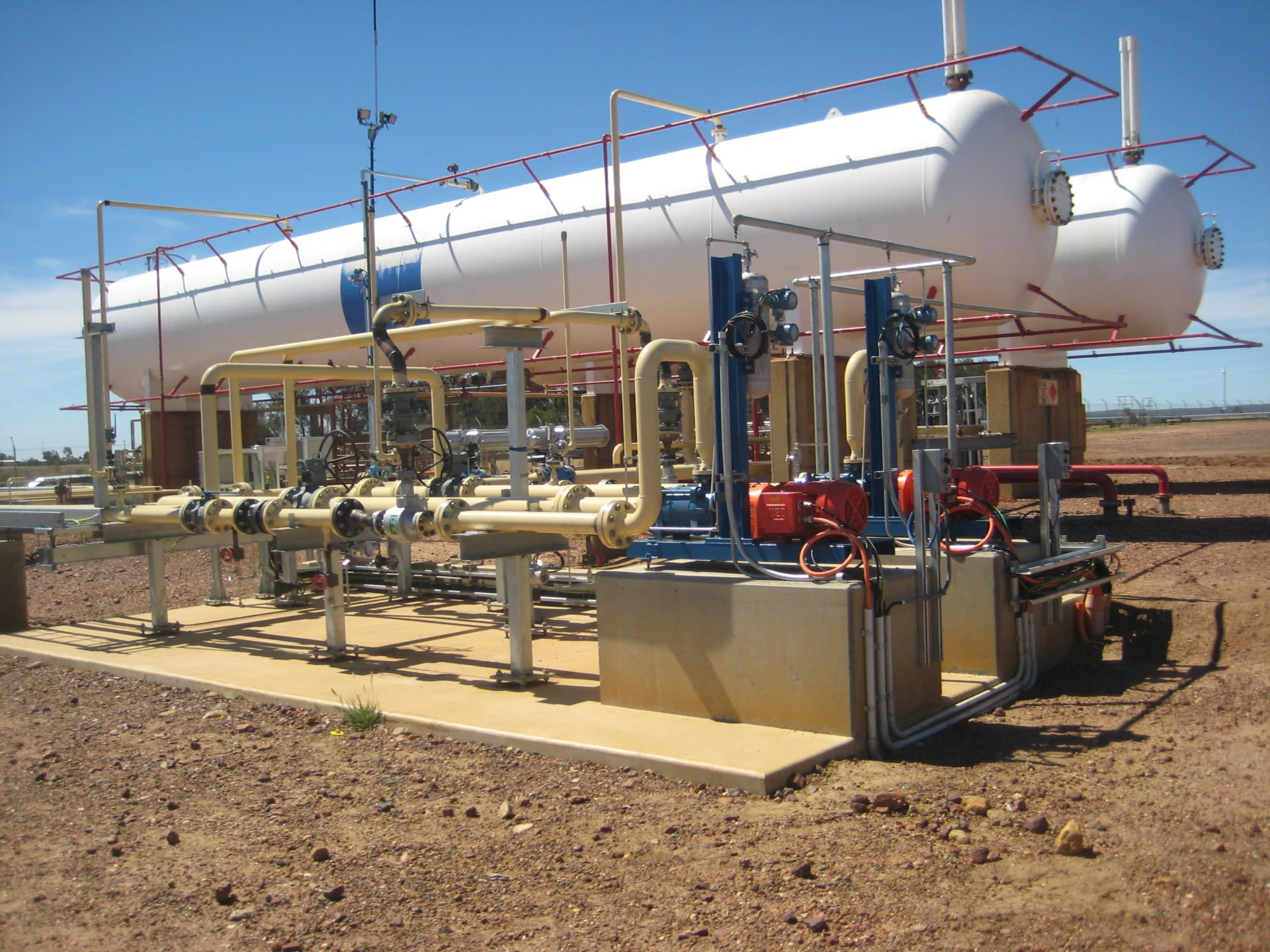LPG storage vessels and transfer piping at an industrial facility
